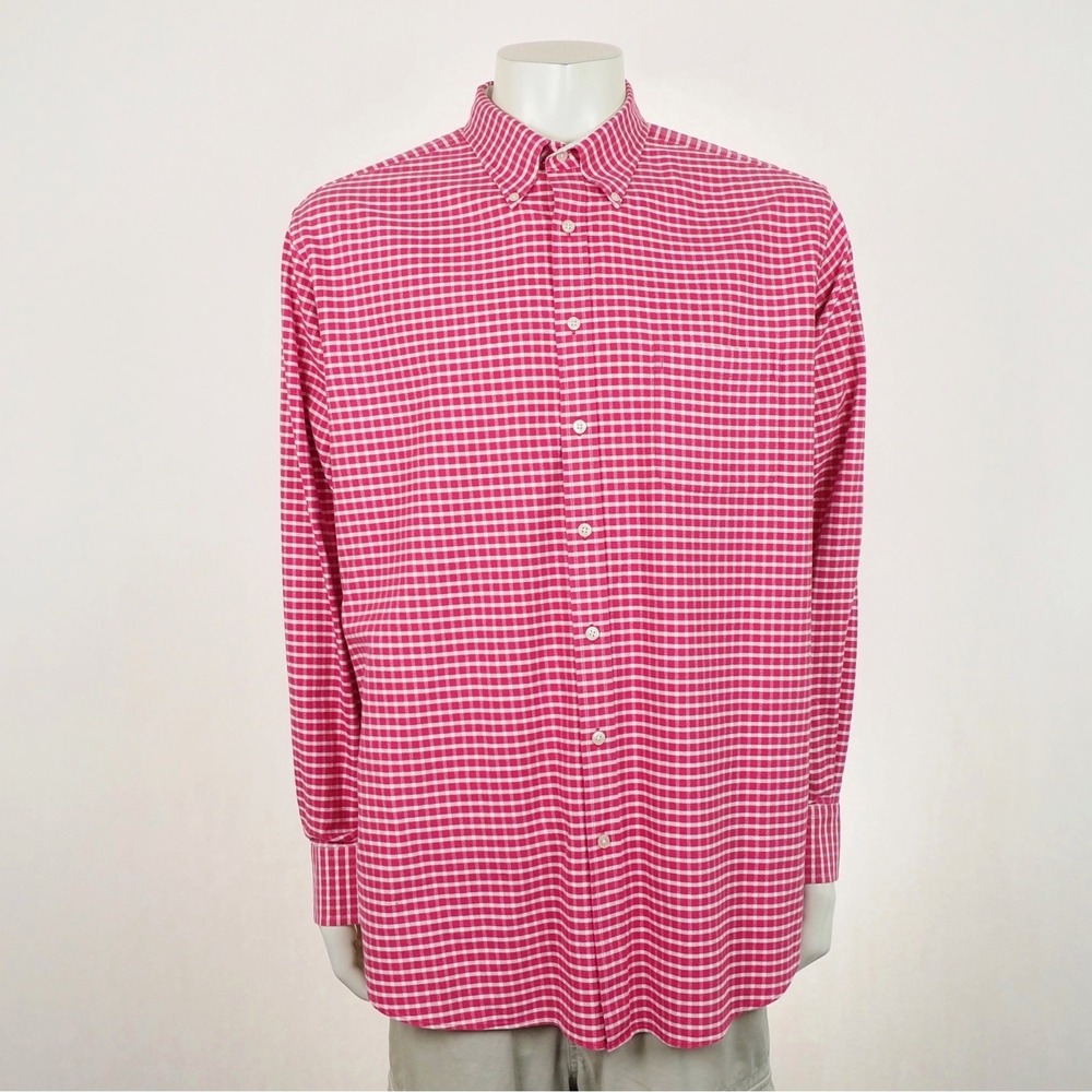 Charles Tyrwhitt Weekend Button Down Shirt Mens XL Pink Plaid Oxford Classic Fit